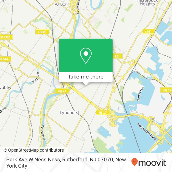 Mapa de Park Ave W Ness Ness, Rutherford, NJ 07070