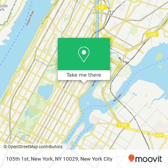 105th 1st, New York, NY 10029 map