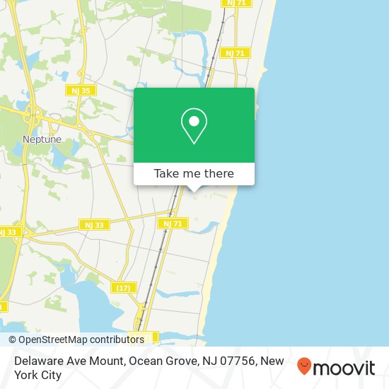 Mapa de Delaware Ave Mount, Ocean Grove, NJ 07756