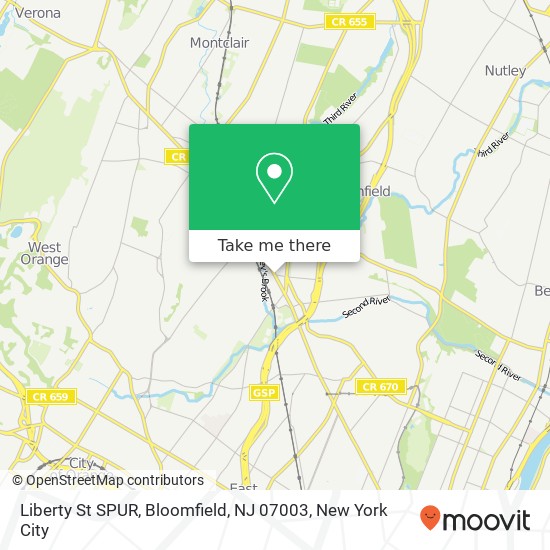 Liberty St SPUR, Bloomfield, NJ 07003 map