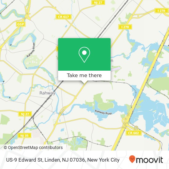 US-9 Edward St, Linden, NJ 07036 map