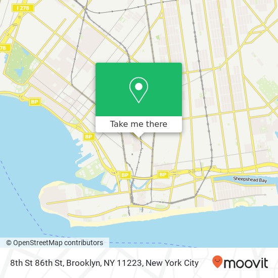 Mapa de 8th St 86th St, Brooklyn, NY 11223