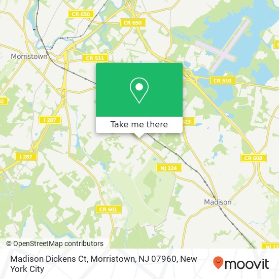 Mapa de Madison Dickens Ct, Morristown, NJ 07960