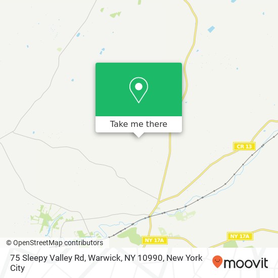 Mapa de 75 Sleepy Valley Rd, Warwick, NY 10990