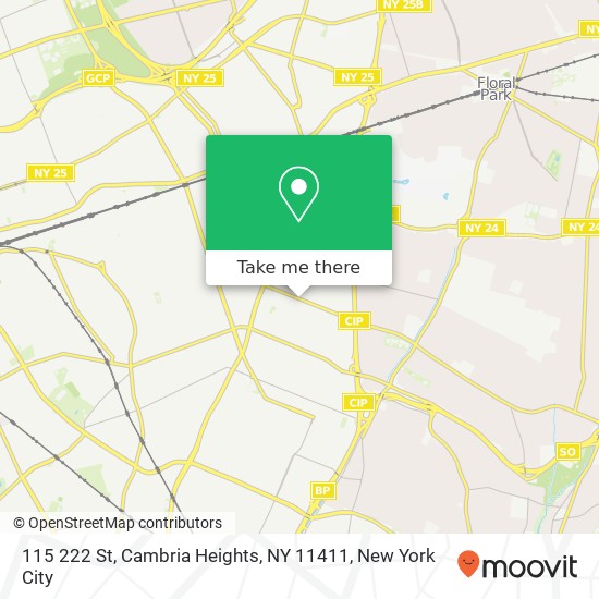 Mapa de 115 222 St, Cambria Heights, NY 11411