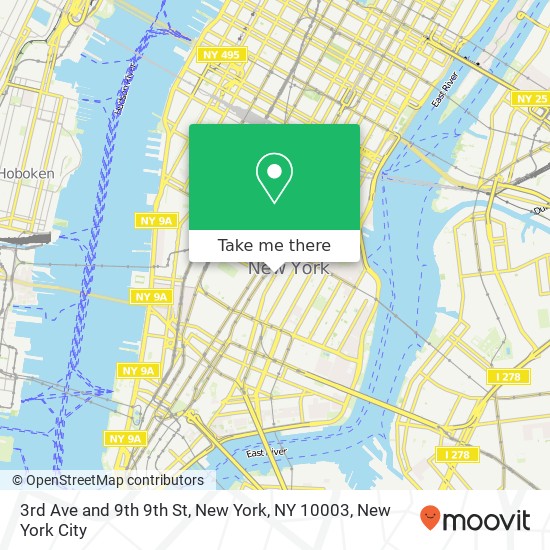 Mapa de 3rd Ave and 9th 9th St, New York, NY 10003