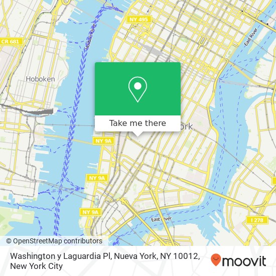 Mapa de Washington y Laguardia Pl, Nueva York, NY 10012