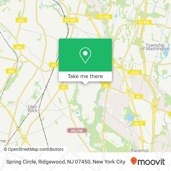 Mapa de Spring Circle, Ridgewood, NJ 07450