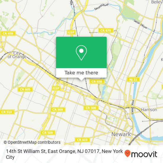 14th St William St, East Orange, NJ 07017 map