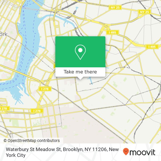 Mapa de Waterbury St Meadow St, Brooklyn, NY 11206