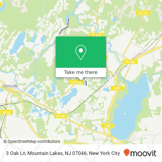 Mapa de 3 Oak Ln, Mountain Lakes, NJ 07046