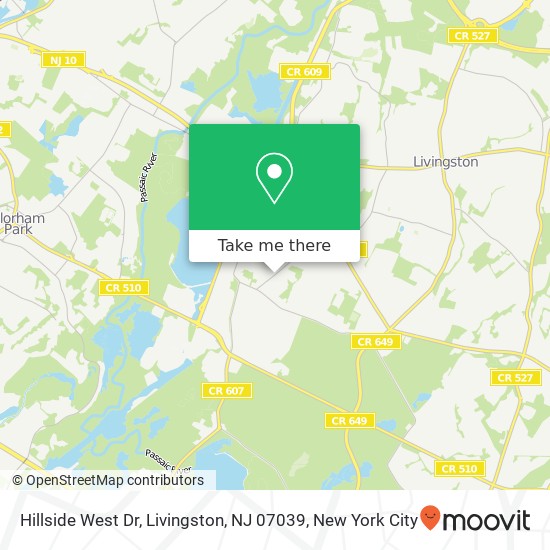 Mapa de Hillside West Dr, Livingston, NJ 07039