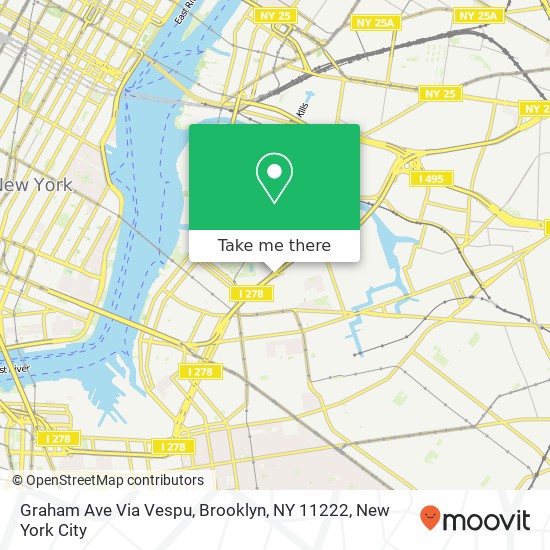 Mapa de Graham Ave Via Vespu, Brooklyn, NY 11222
