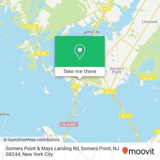 Mapa de Somers Point & Mays Landing Rd, Somers Point, NJ 08244