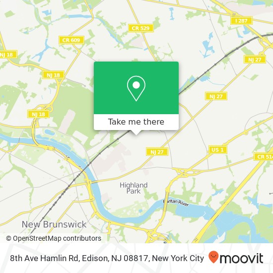 Mapa de 8th Ave Hamlin Rd, Edison, NJ 08817