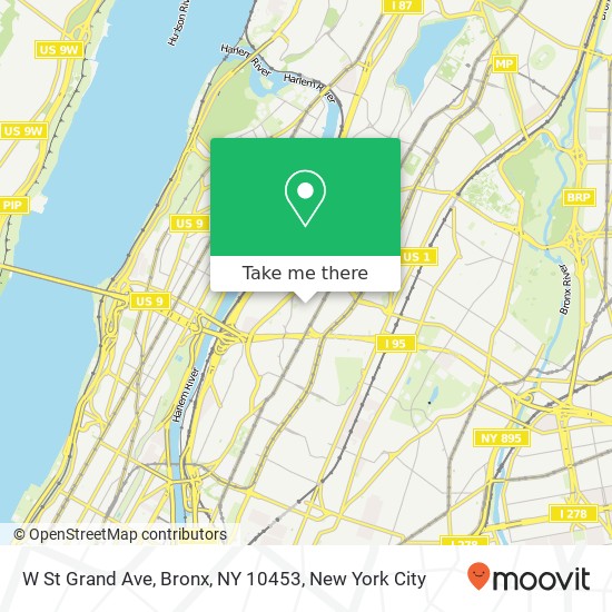 Mapa de W St Grand Ave, Bronx, NY 10453
