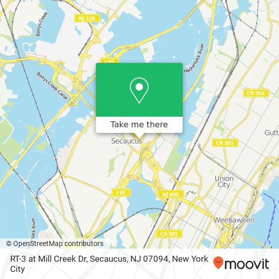 RT-3 at Mill Creek Dr, Secaucus, NJ 07094 map