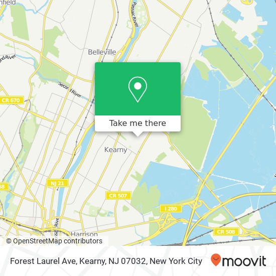 Mapa de Forest Laurel Ave, Kearny, NJ 07032
