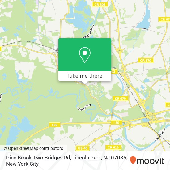 Mapa de Pine Brook Two Bridges Rd, Lincoln Park, NJ 07035