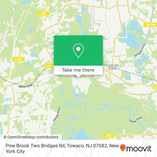 Mapa de Pine Brook Two Bridges Rd, Towaco, NJ 07082