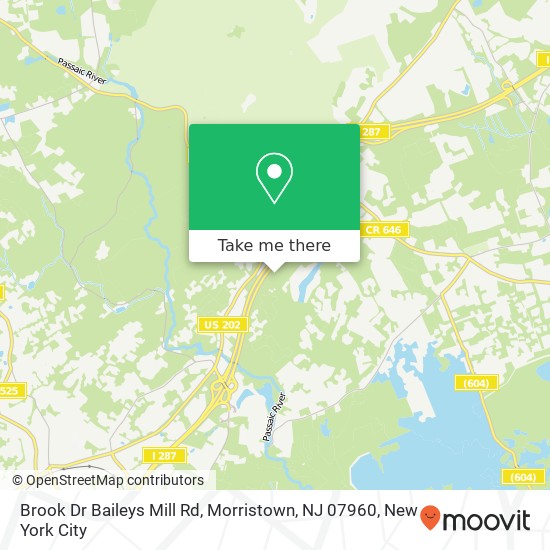Mapa de Brook Dr Baileys Mill Rd, Morristown, NJ 07960