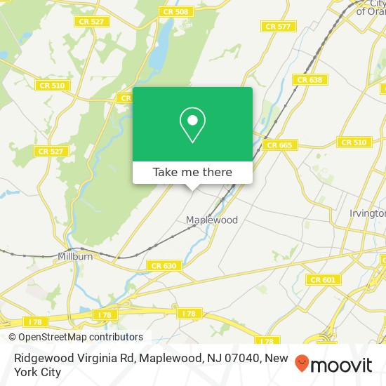 Mapa de Ridgewood Virginia Rd, Maplewood, NJ 07040