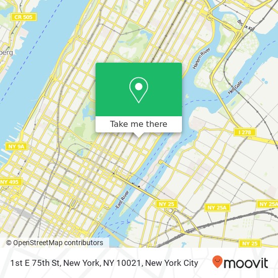 Mapa de 1st E 75th St, New York, NY 10021