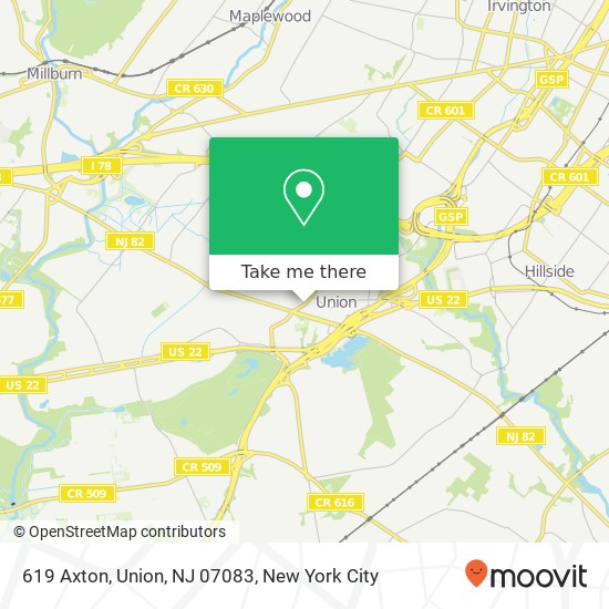 Mapa de 619 Axton, Union, NJ 07083