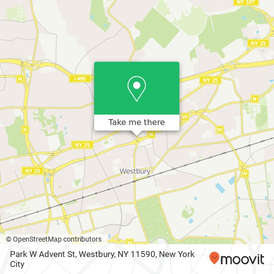 Mapa de Park W Advent St, Westbury, NY 11590