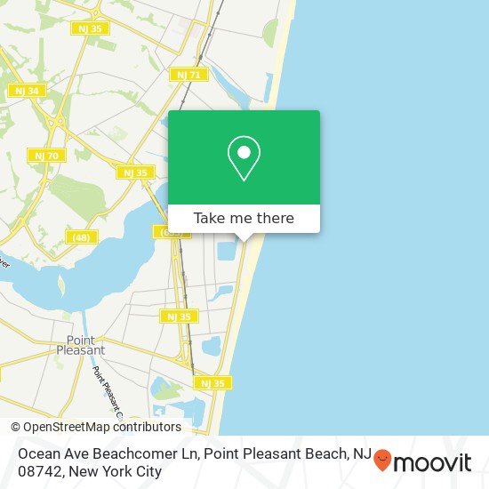 Mapa de Ocean Ave Beachcomer Ln, Point Pleasant Beach, NJ 08742