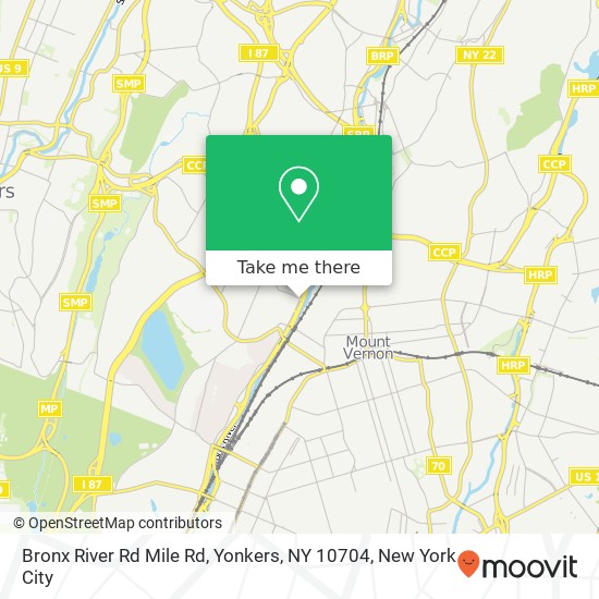 Mapa de Bronx River Rd Mile Rd, Yonkers, NY 10704