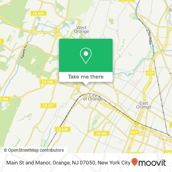 Mapa de Main St and Manor, Orange, NJ 07050