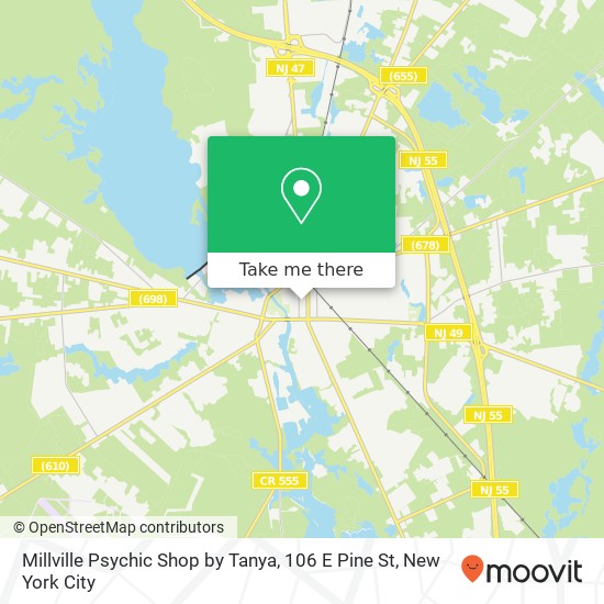 Mapa de Millville Psychic Shop by Tanya, 106 E Pine St