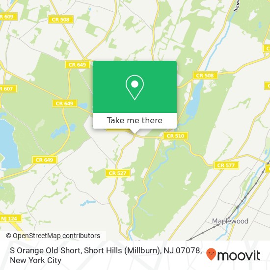 Mapa de S Orange Old Short, Short Hills (Millburn), NJ 07078