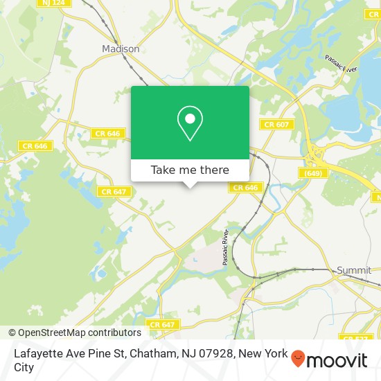 Lafayette Ave Pine St, Chatham, NJ 07928 map