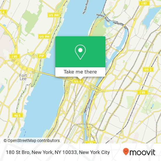 Mapa de 180 St Bro, New York, NY 10033