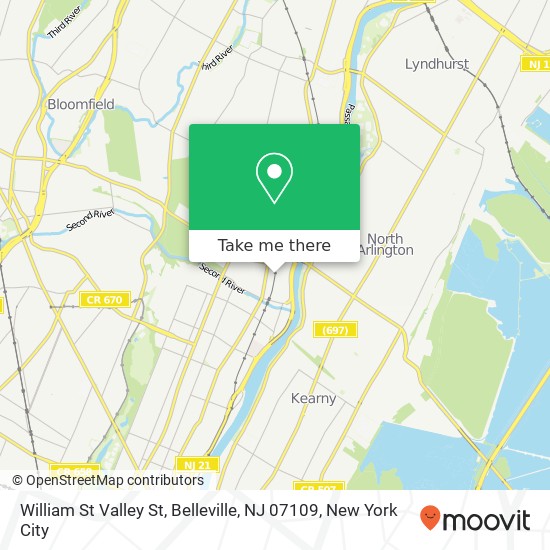 Mapa de William St Valley St, Belleville, NJ 07109