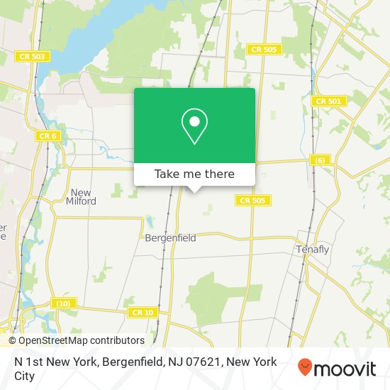 Mapa de N 1st New York, Bergenfield, NJ 07621