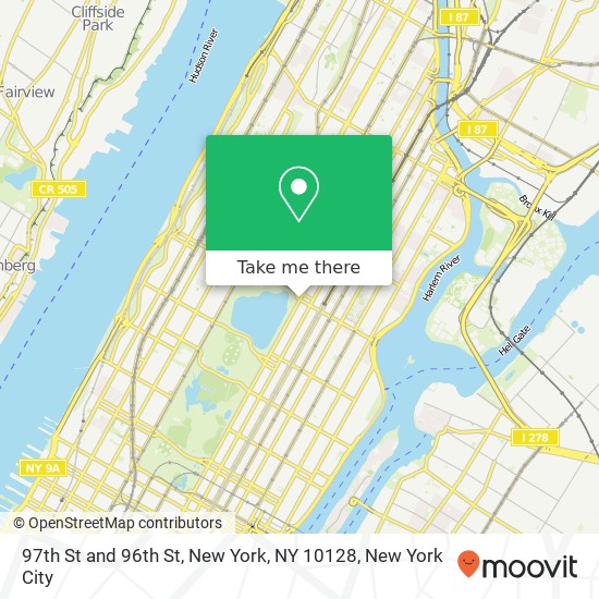 Mapa de 97th St and 96th St, New York, NY 10128
