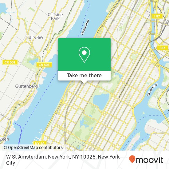 Mapa de W St Amsterdam, New York, NY 10025