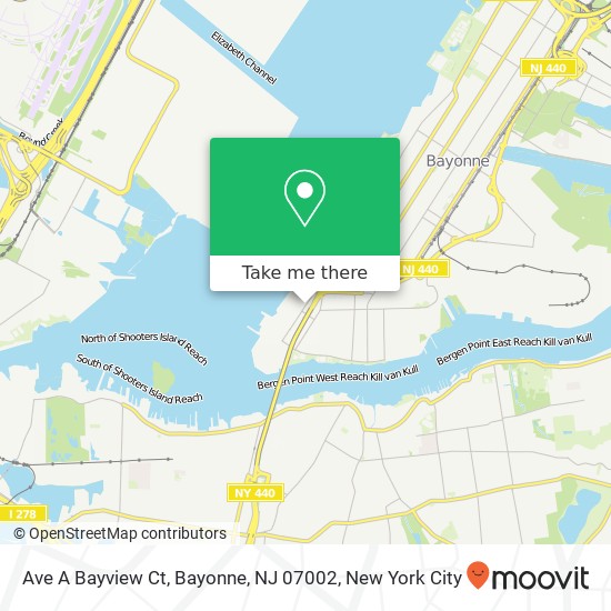 Mapa de Ave A Bayview Ct, Bayonne, NJ 07002