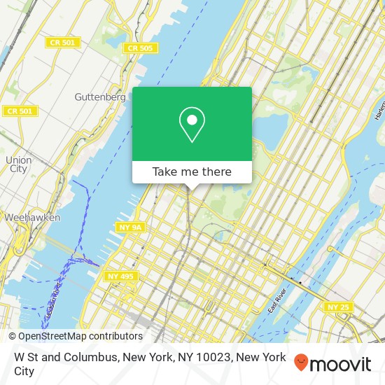 Mapa de W St and Columbus, New York, NY 10023