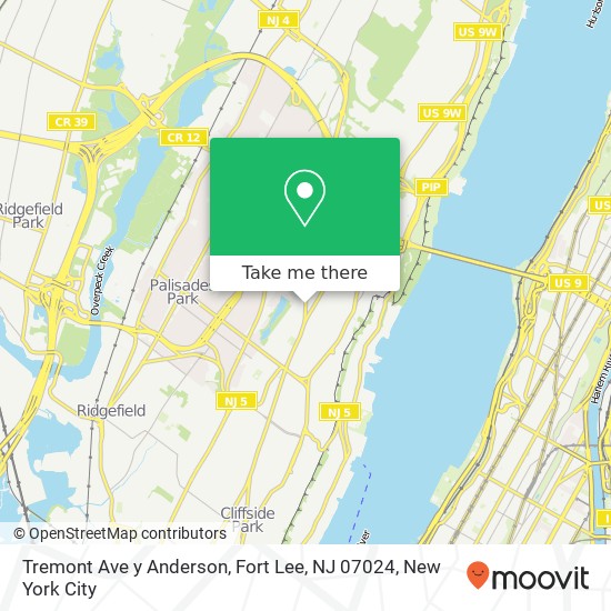 Tremont Ave y Anderson, Fort Lee, NJ 07024 map