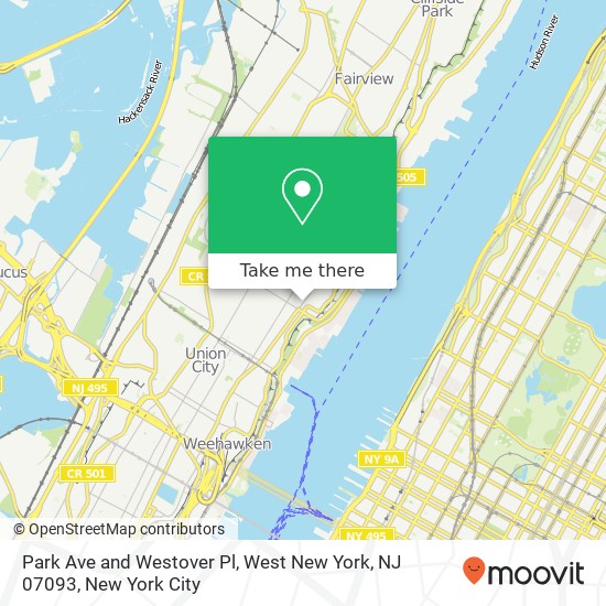 Mapa de Park Ave and Westover Pl, West New York, NJ 07093