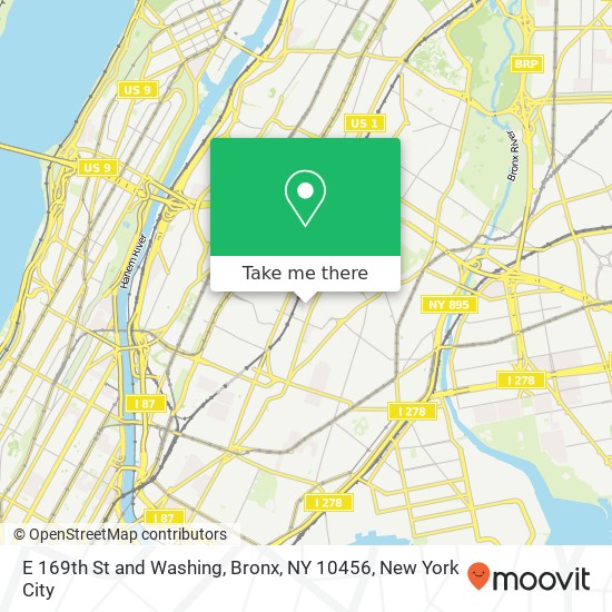 E 169th St and Washing, Bronx, NY 10456 map