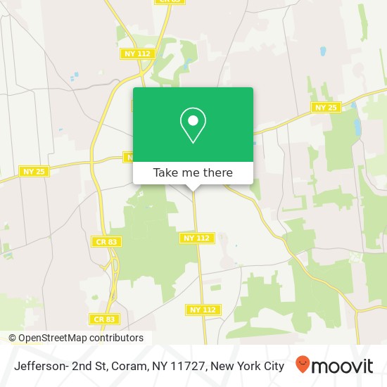 Jefferson- 2nd St, Coram, NY 11727 map