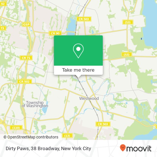 Dirty Paws, 38 Broadway map