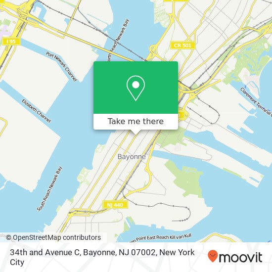 34th and Avenue C, Bayonne, NJ 07002 map