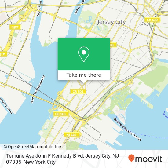 Terhune Ave John F Kennedy Blvd, Jersey City, NJ 07305 map