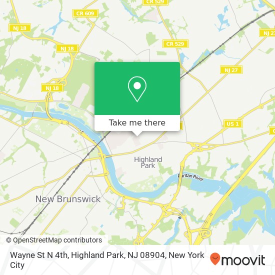 Mapa de Wayne St N 4th, Highland Park, NJ 08904
